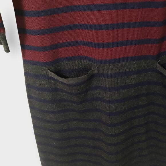 Talbots Wool Blend Striped Sweater Dress Burgundy Blue Sz Small Fall Business - Picture 3 of 11